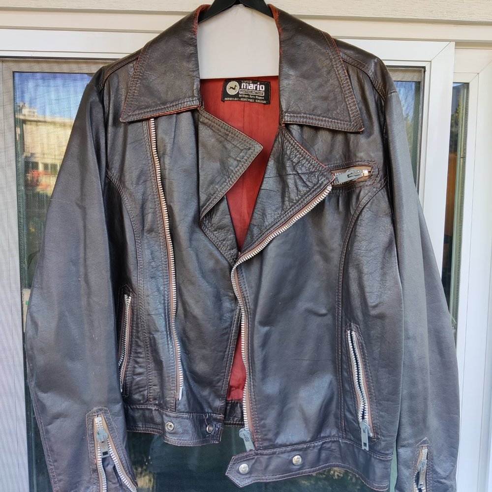 Vintage leather motorcycle jacket